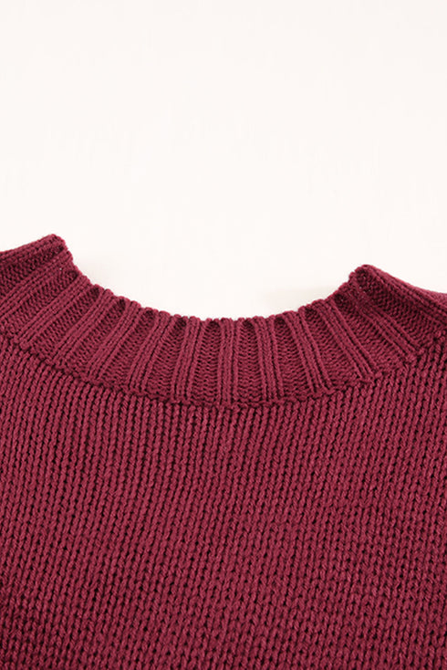 V Neck Drop Shoulder Knitted Sweater